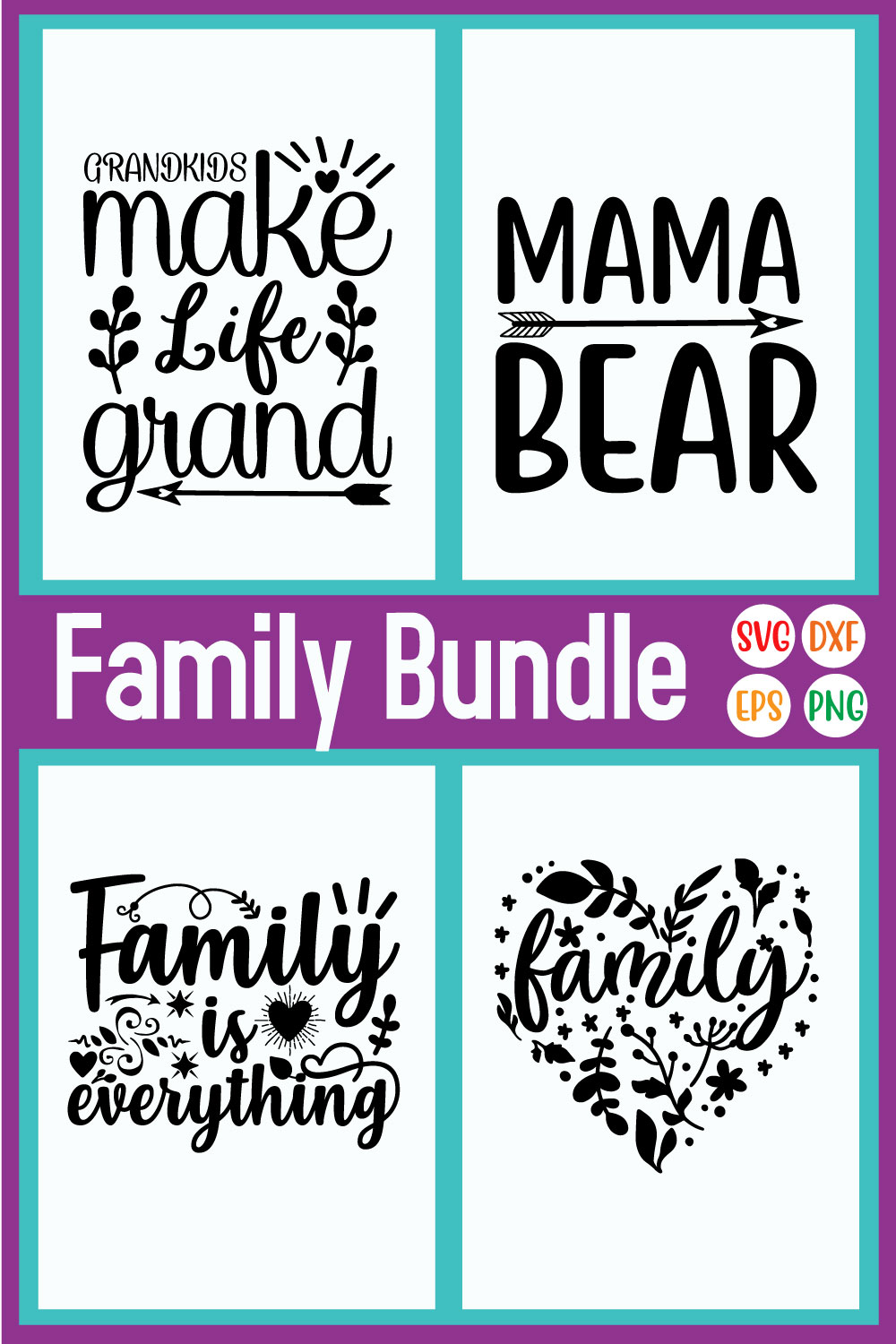 Family Typography Designs Vol6 pinterest preview image.