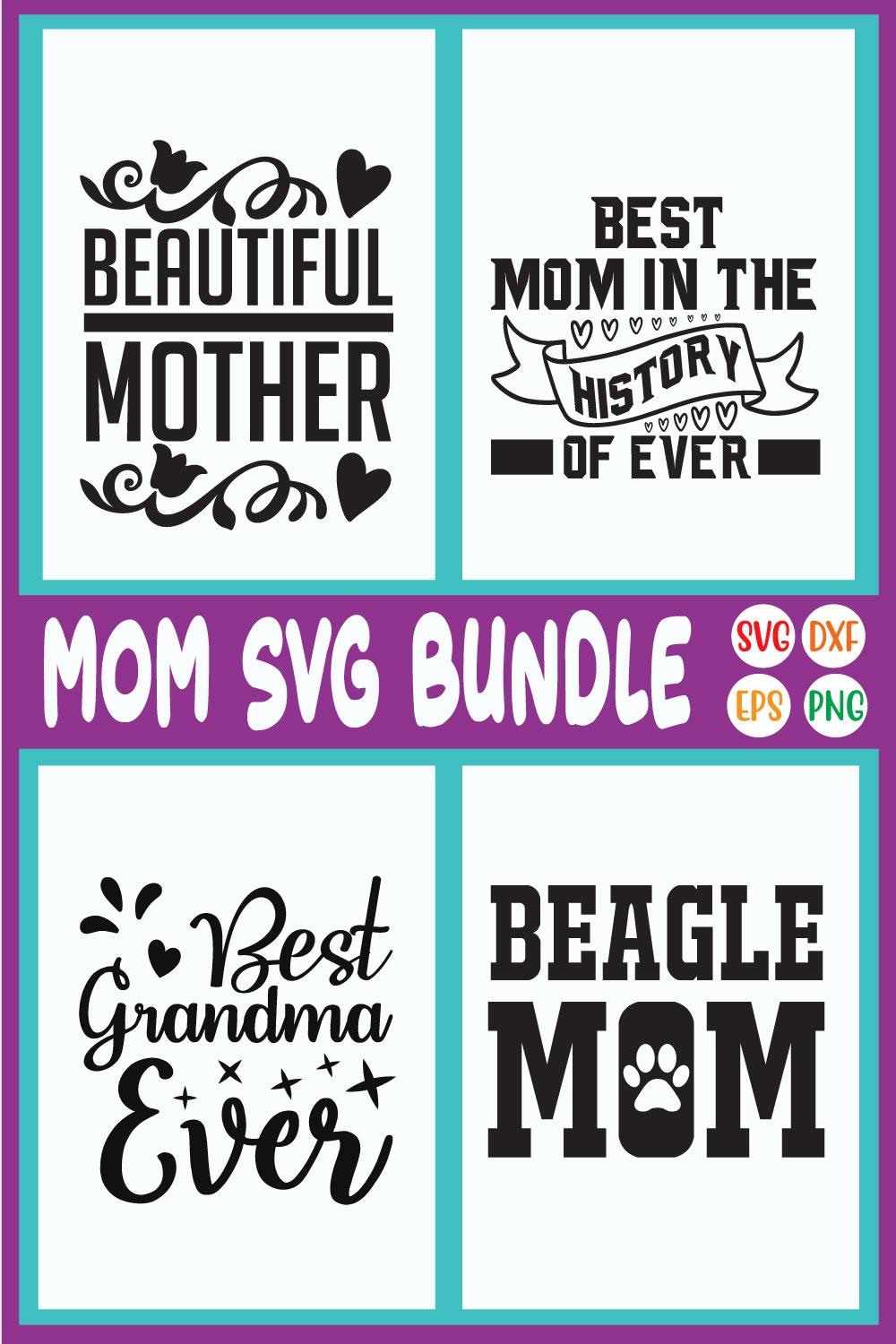 Mom Svg Quotes Black Designs Vol38 pinterest preview image.