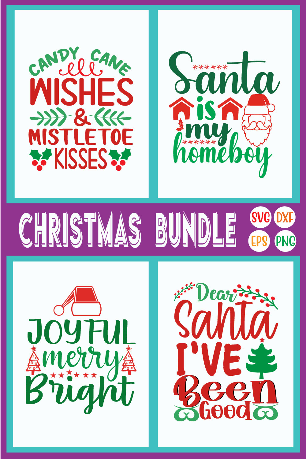 Christmas Typography Design Bundle Vol63 pinterest preview image.