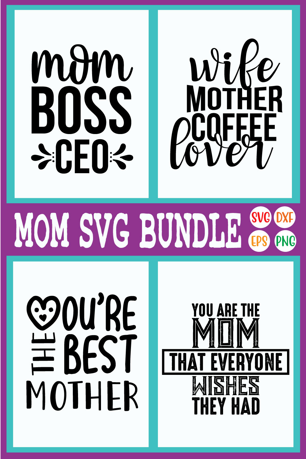 Mom Typography Designs Bundle Vol44 pinterest preview image.