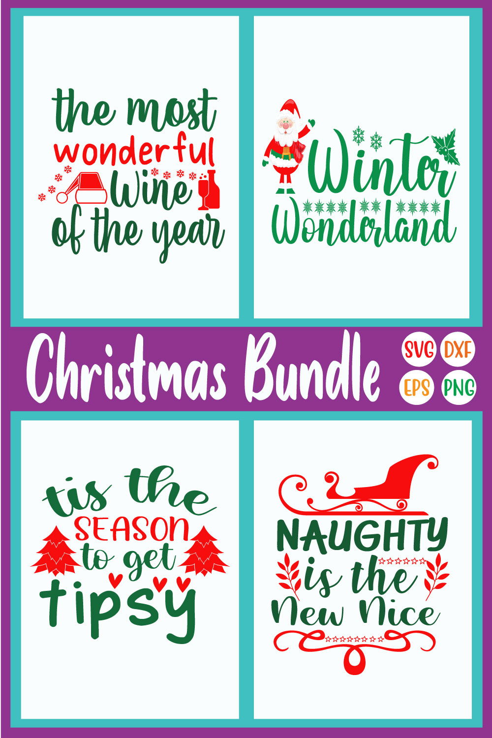 Merry Christmas Design Bundle Vol53 pinterest preview image.