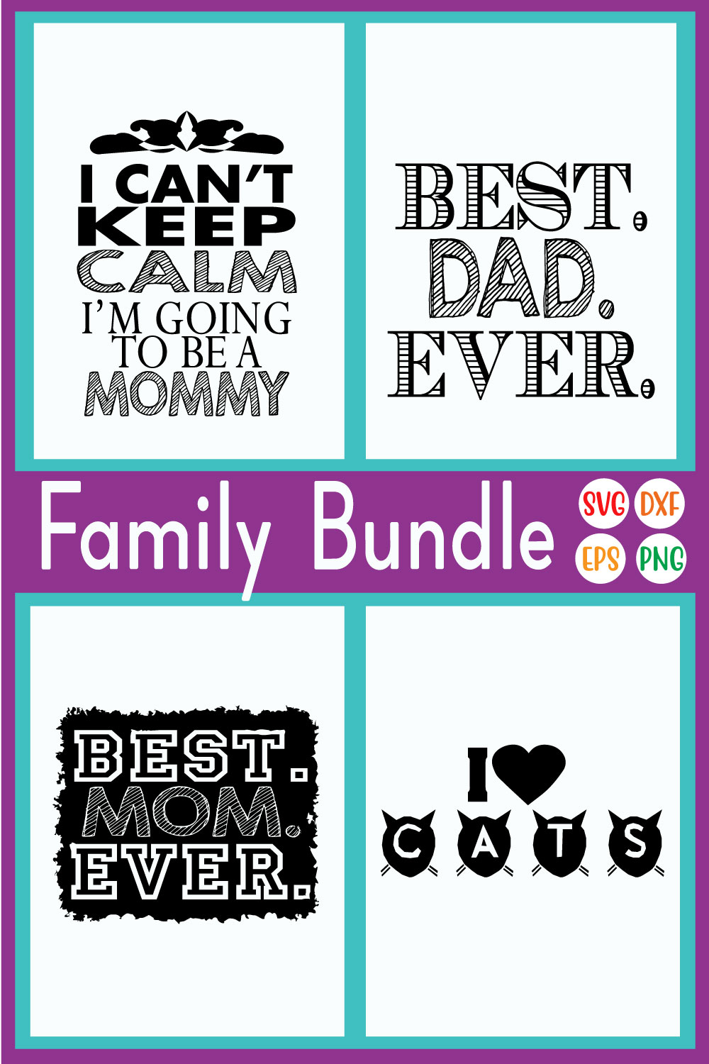 Awesome Family Designs Bundle Vol28 pinterest preview image.