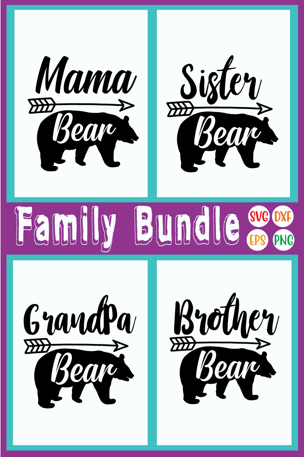 Family Bear Quotes Bundle Vol24 pinterest preview image.