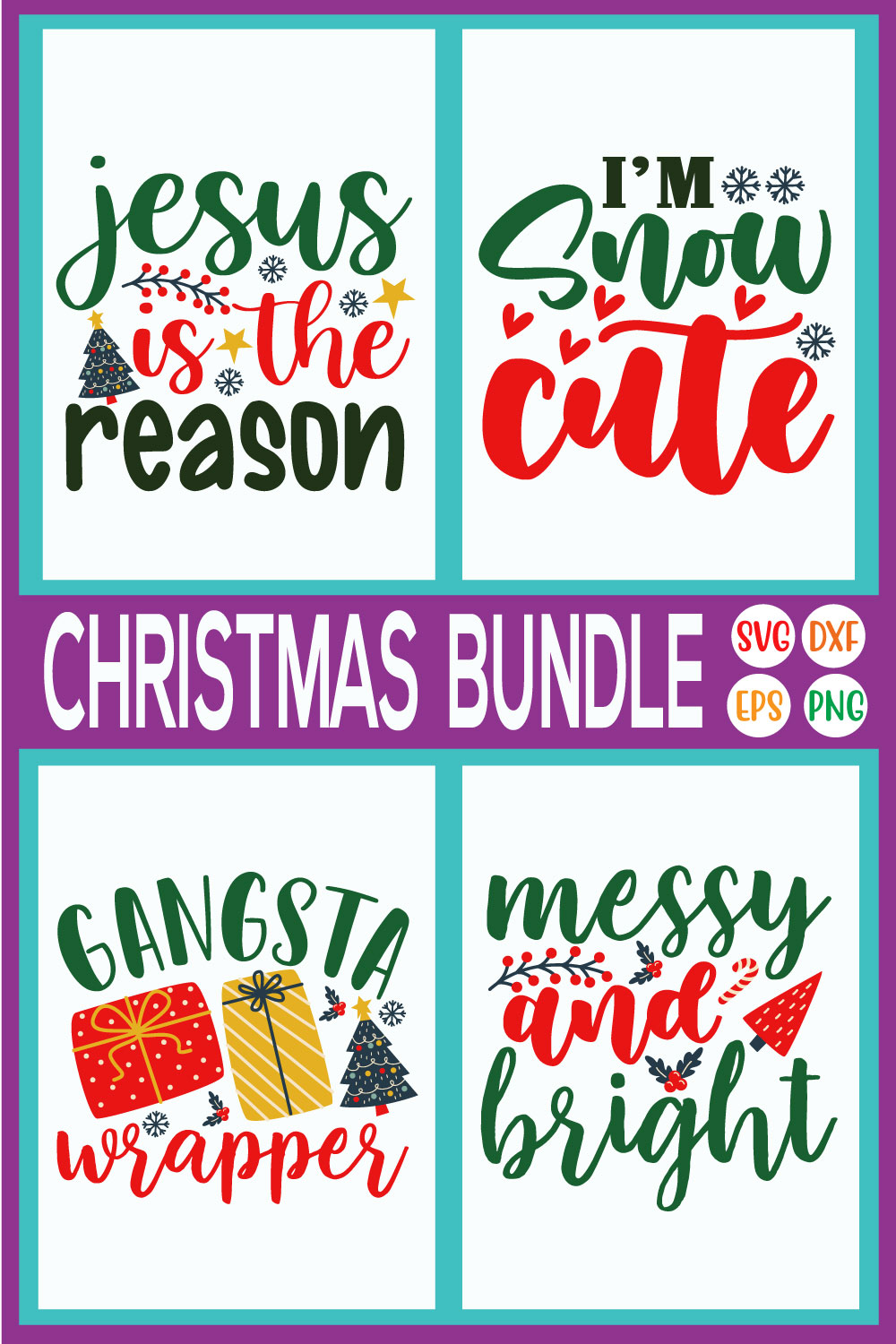 Happy Christmas Design Bundle Vol69 pinterest preview image.