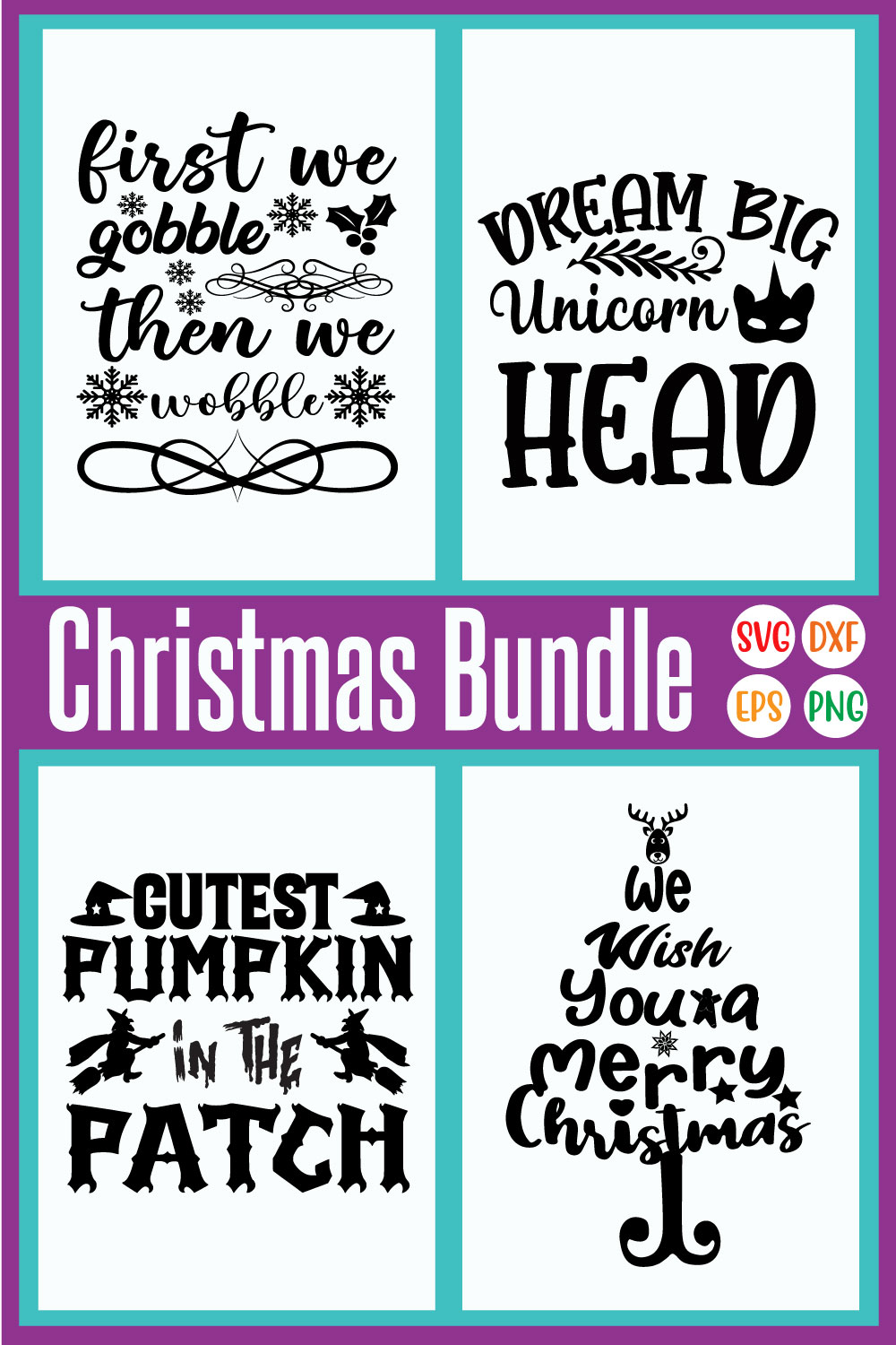 Merry Christmas Svg Bundle Vol28 pinterest preview image.