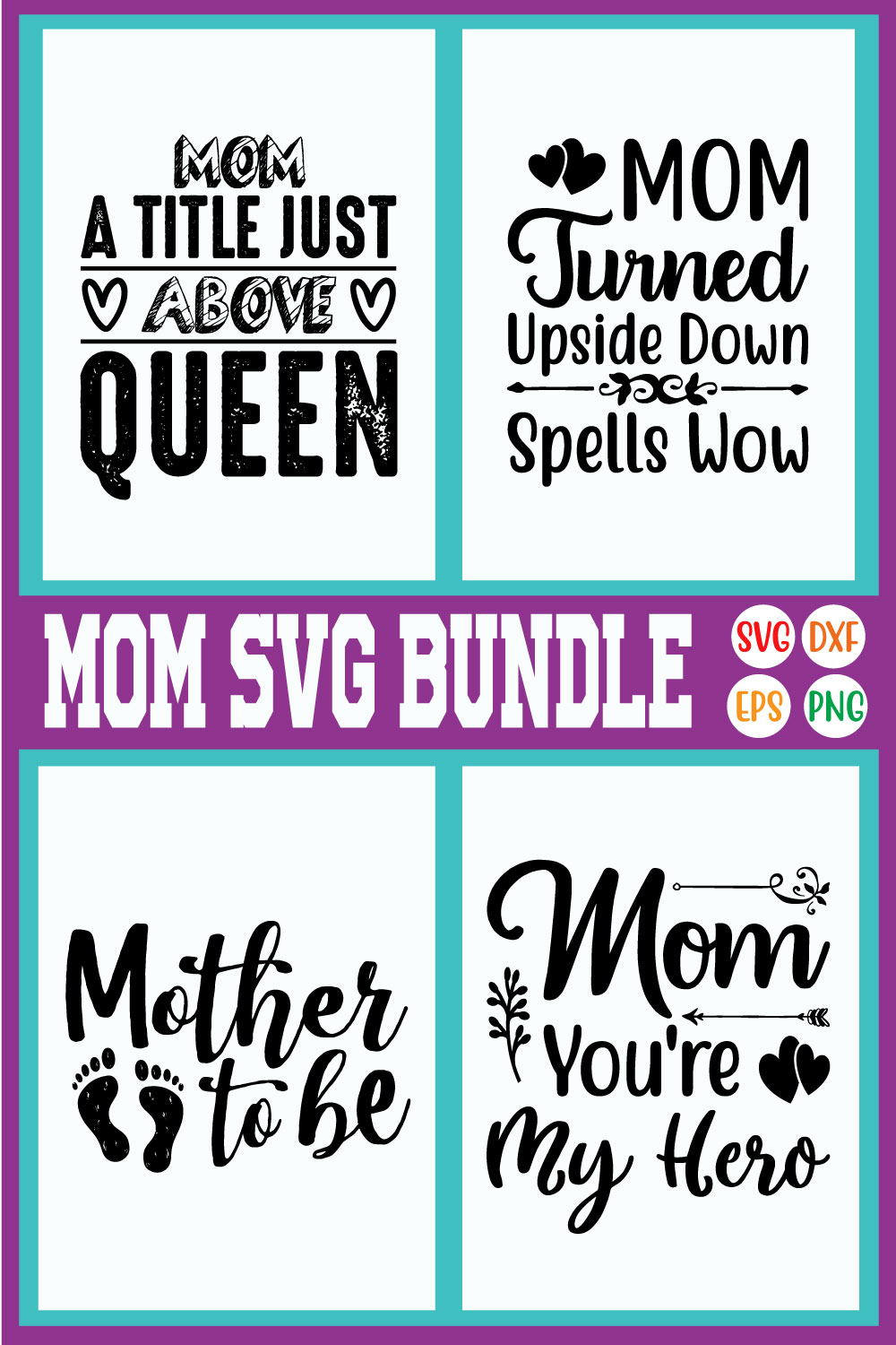 Mom T-shirt Designs Bundle Vol48 pinterest preview image.