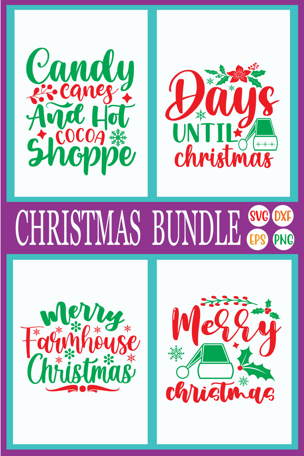 Merry Christmas Design Bundle Vol66 pinterest preview image.