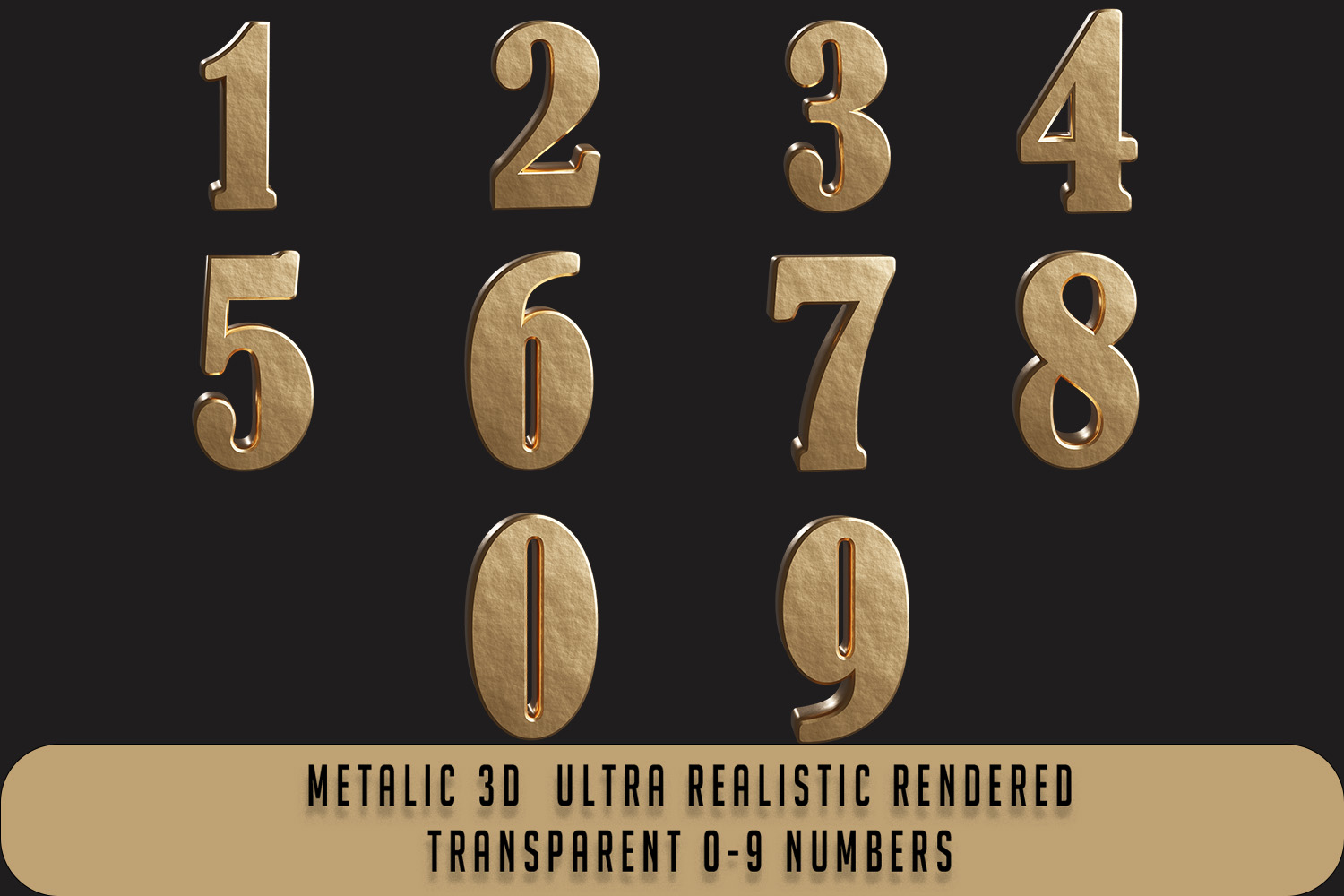 Set of numbers that are gold in color.