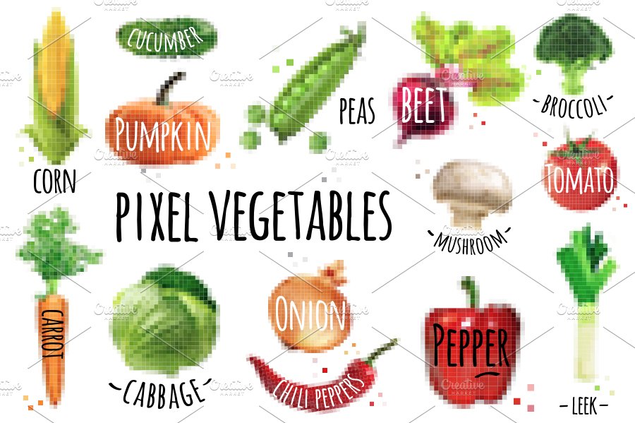 Pixel Fruit & Vegetables preview image.
