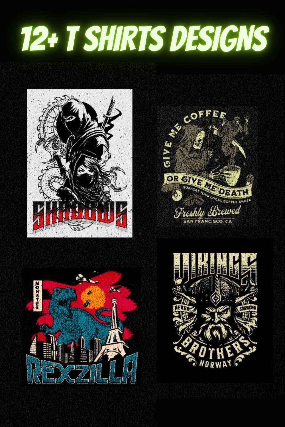 Top 12+ Vintage T-Shirts Design pinterest preview image.