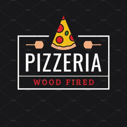 Pizzeria logo. Linear logo of pizza. cover image.