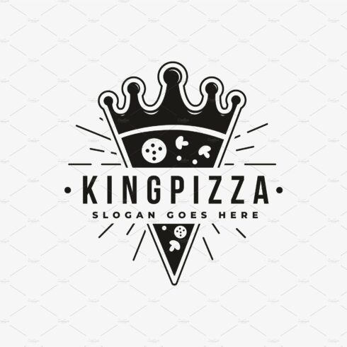 Vintage retro crown and pizza logo cover image.