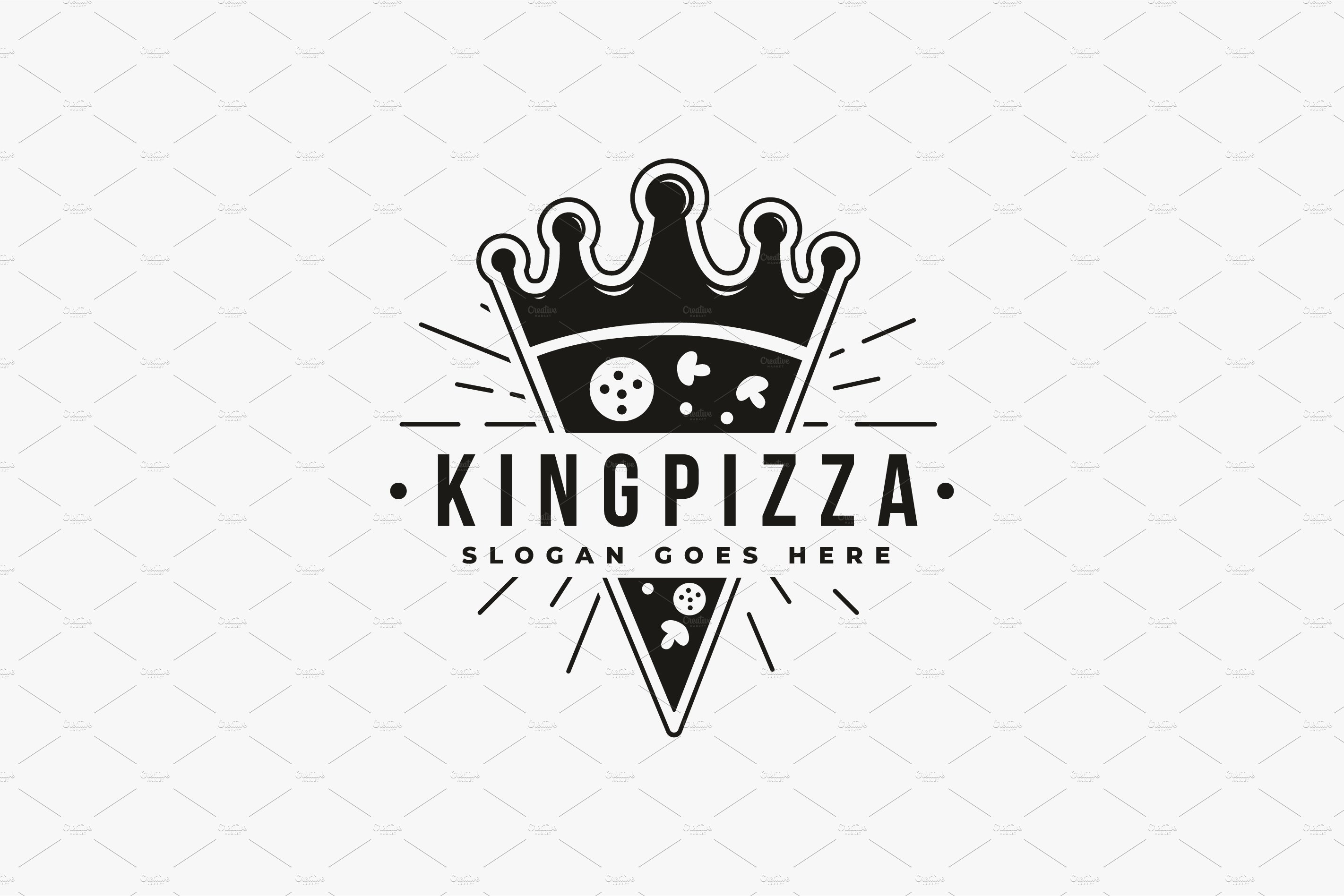 Vintage retro crown and pizza logo cover image.
