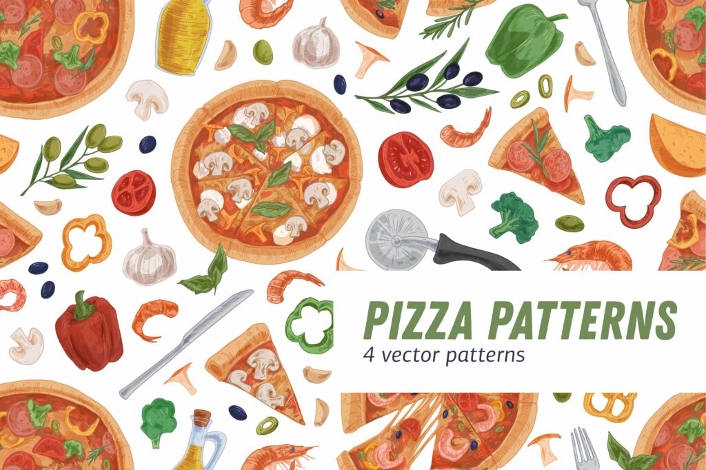Pizza seamless patterns set – MasterBundles