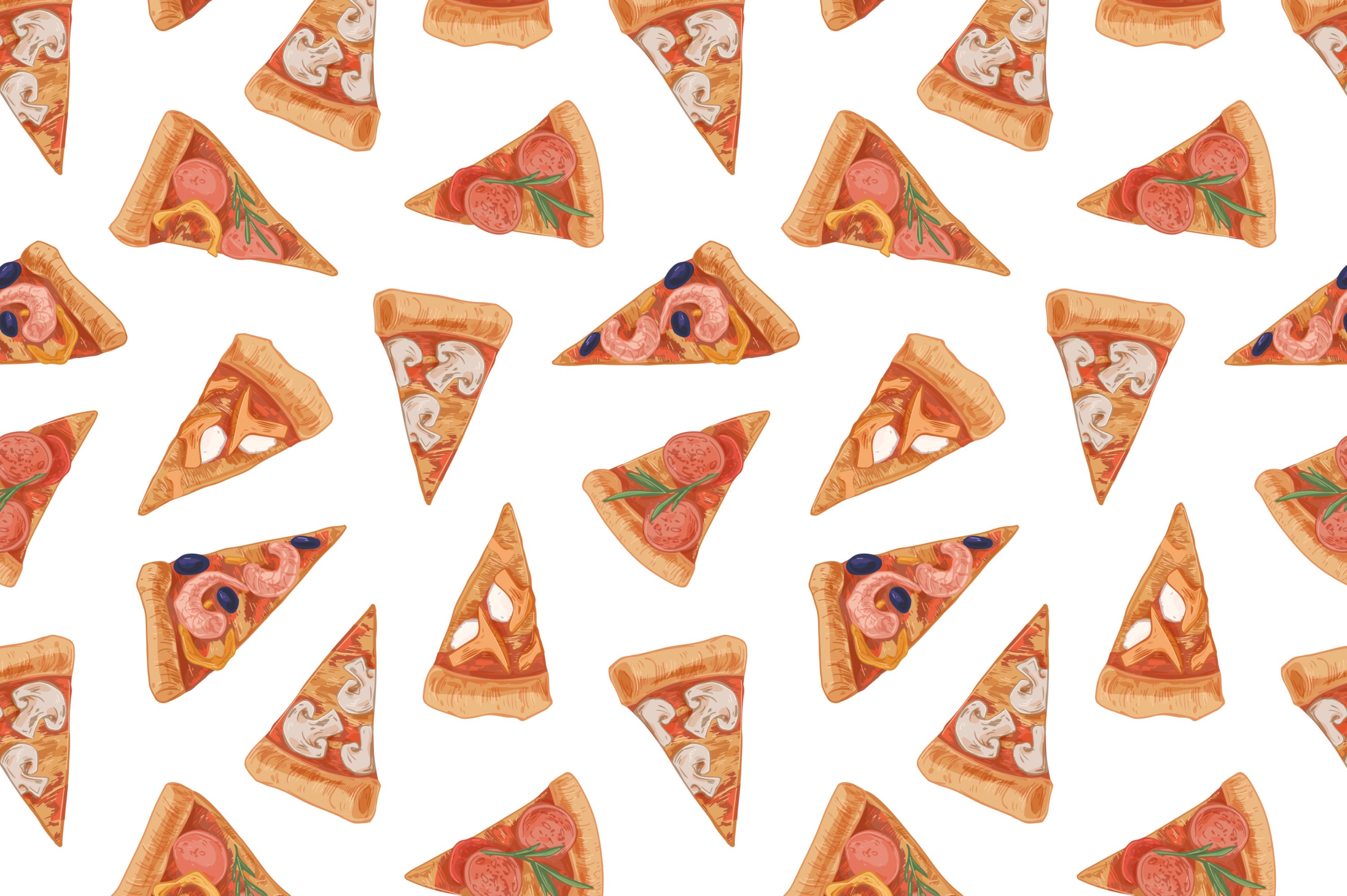 Pizza seamless patterns set preview image.