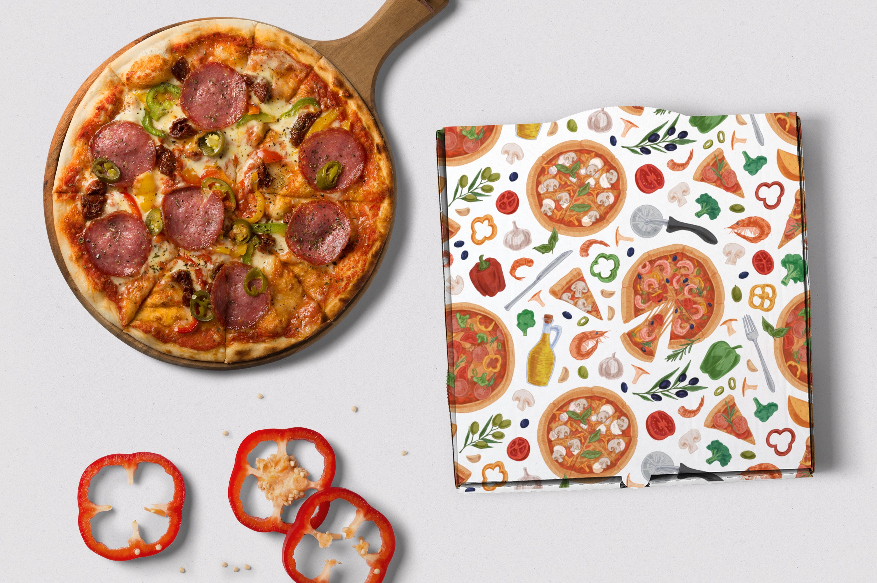 pizza and pizza ingridients patterns 6 888