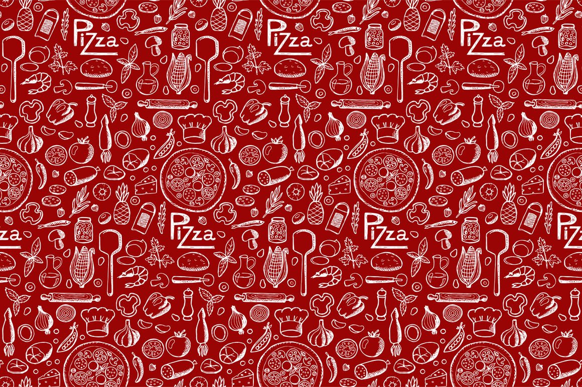 Pizza Set + Seamless Pattern preview image.