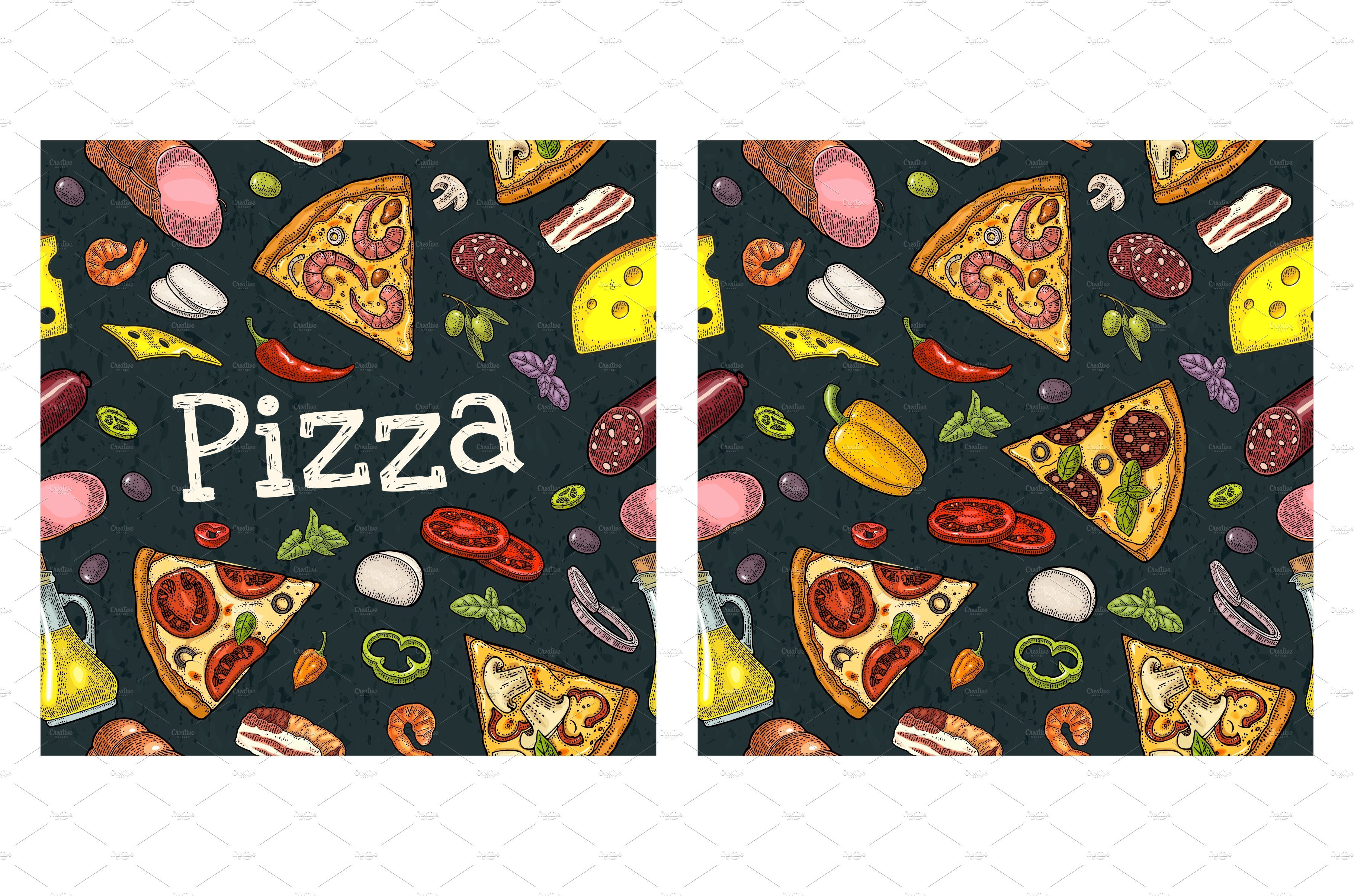 Seamless pattern slice pizza cover image.