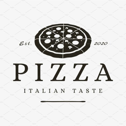 Vintage retro pizza logo vector cover image.