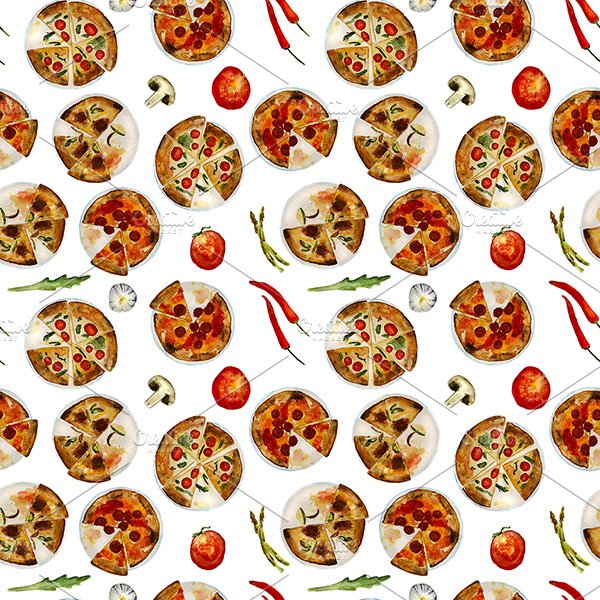 2 food patterns: pizza and sushi preview image.