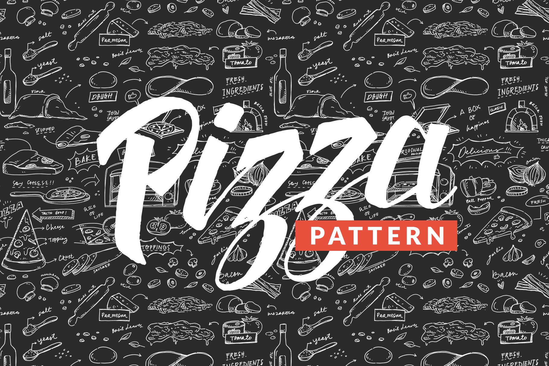 Handdrawn Pizza Pttern preview image.