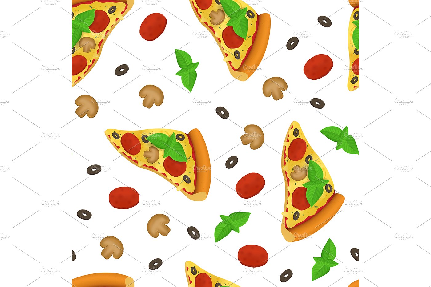 Pizza Slice Seamless Pattern preview image.