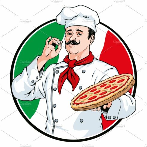 Italian chef with a pizza cover image.