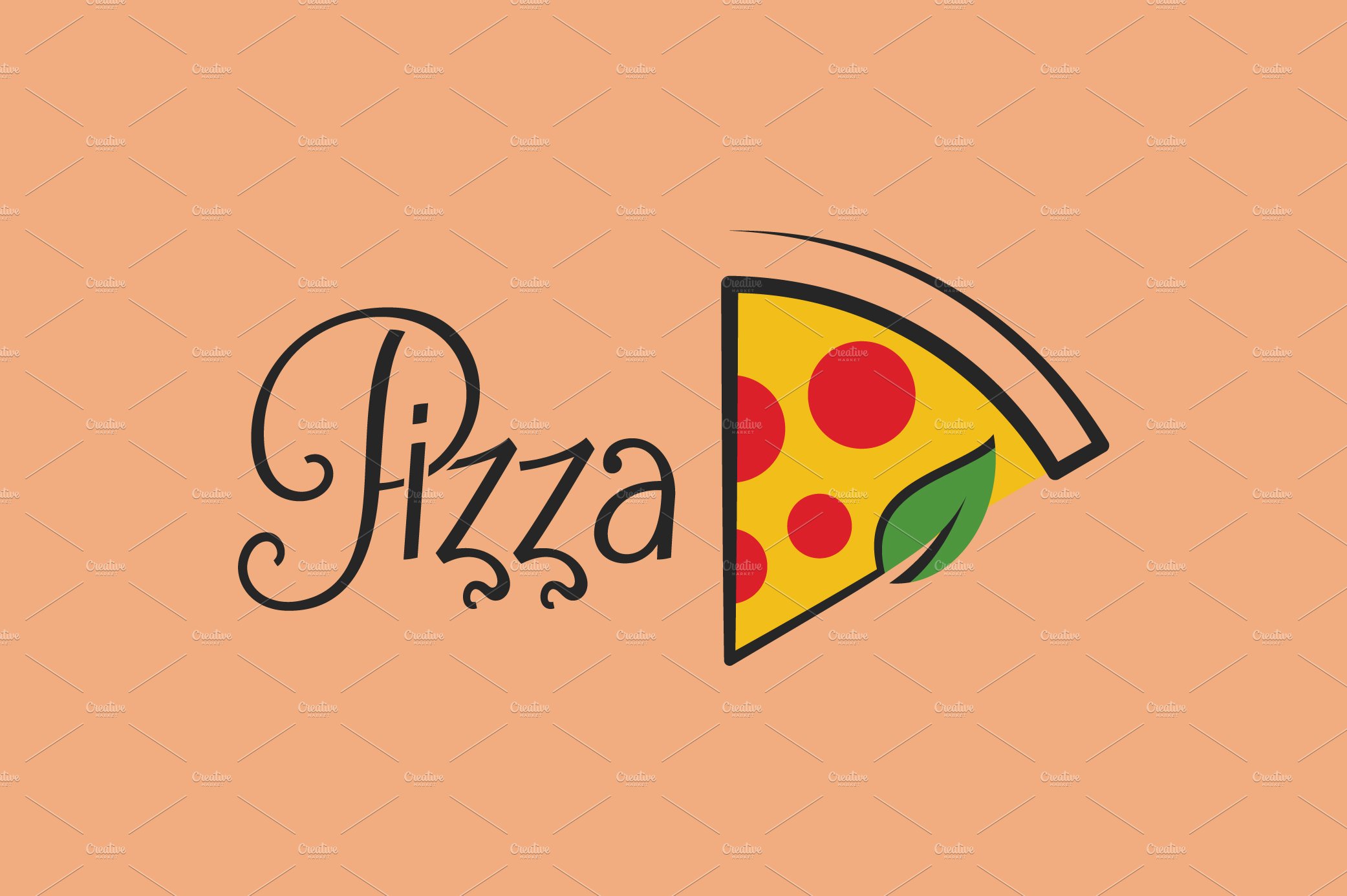 Pizza logo with pizza slice vector. cover image.