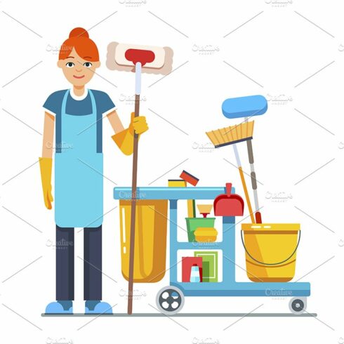 Professional cleaner woman cover image.