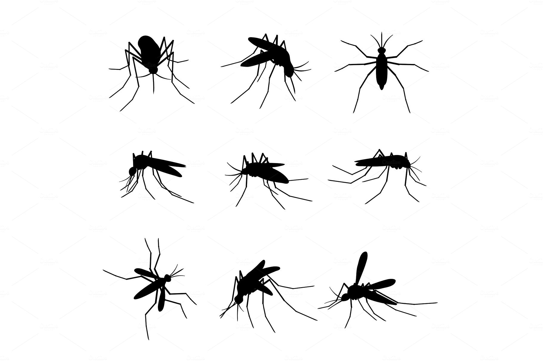 Mosquito silhouettes. Swarm flying cover image.