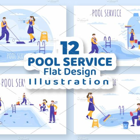 12 Pool Service Worker Illustration cover image.