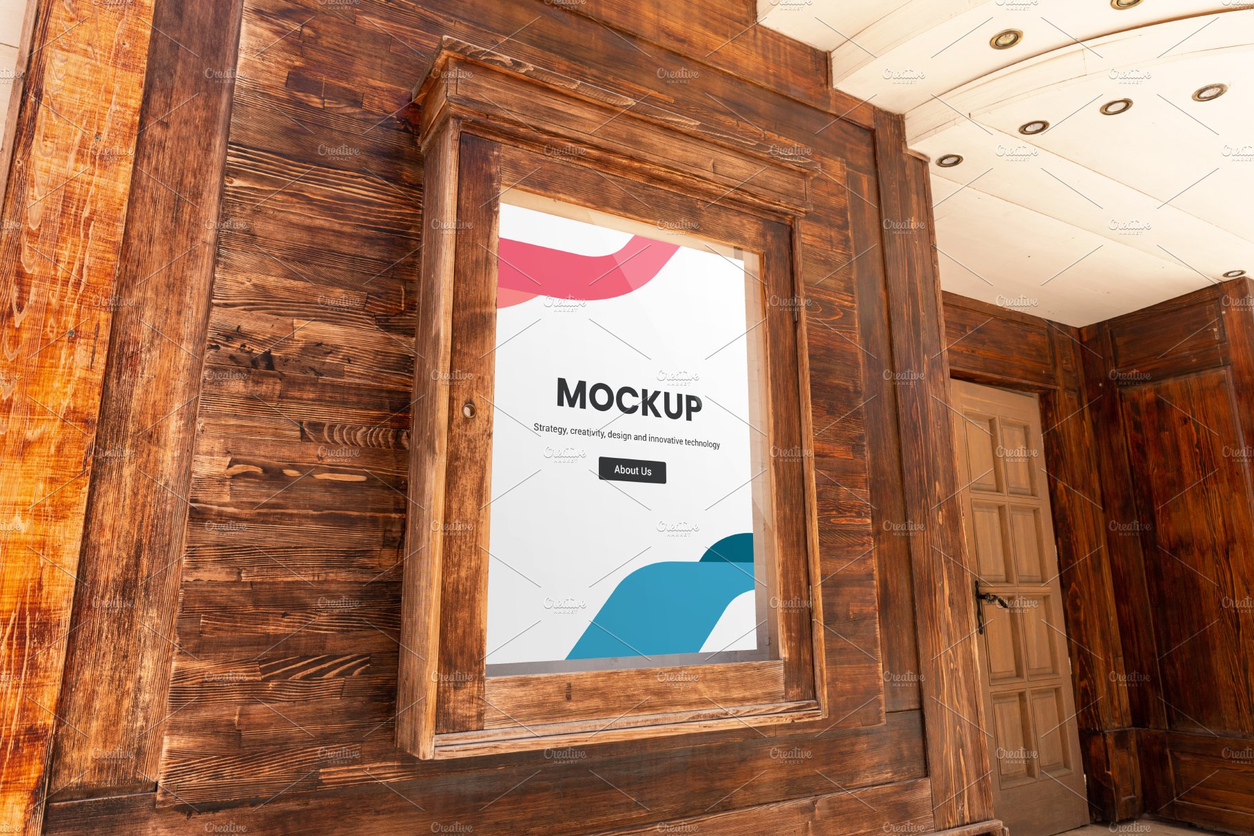 Cinema poster mockup in wooden frame cover image.