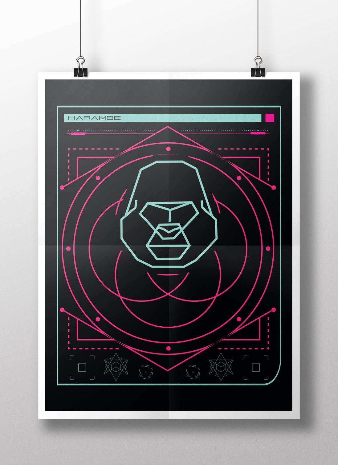 Geometric Gorilla Vector Poster preview image.