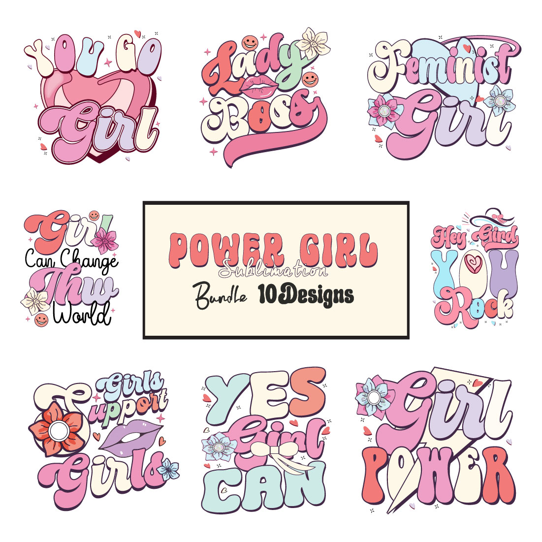 Girl Power Quote Sublimation Bundle preview image.