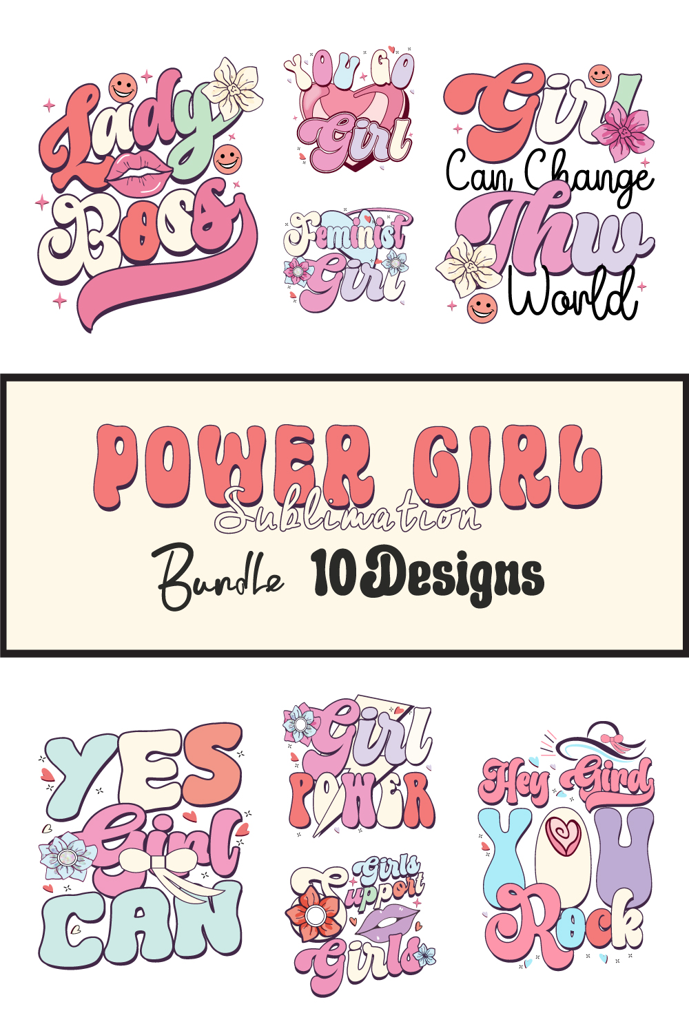 Girl Power Quote Sublimation Bundle pinterest preview image.