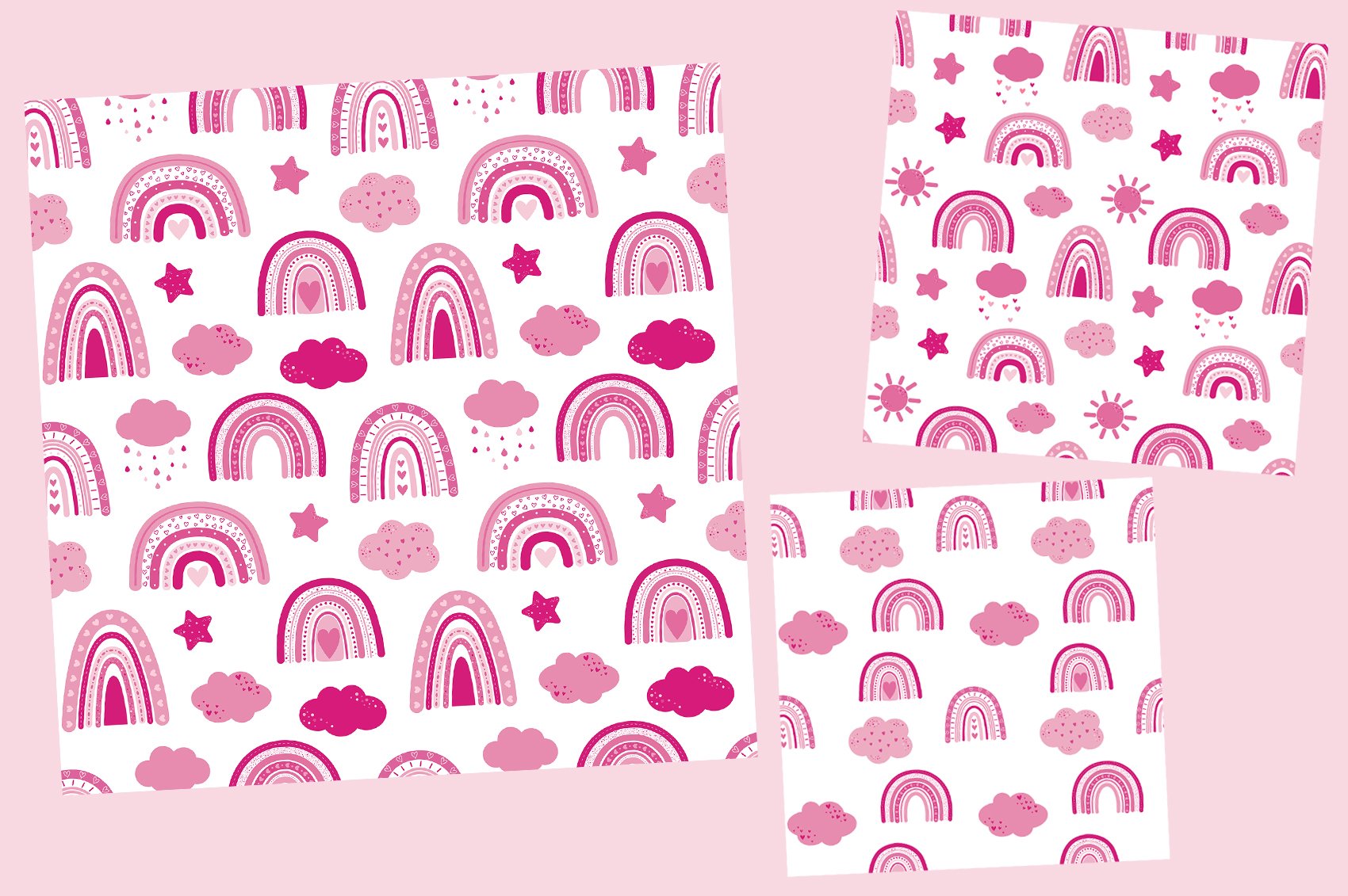Rainbow Valentine's Day patterns preview image.