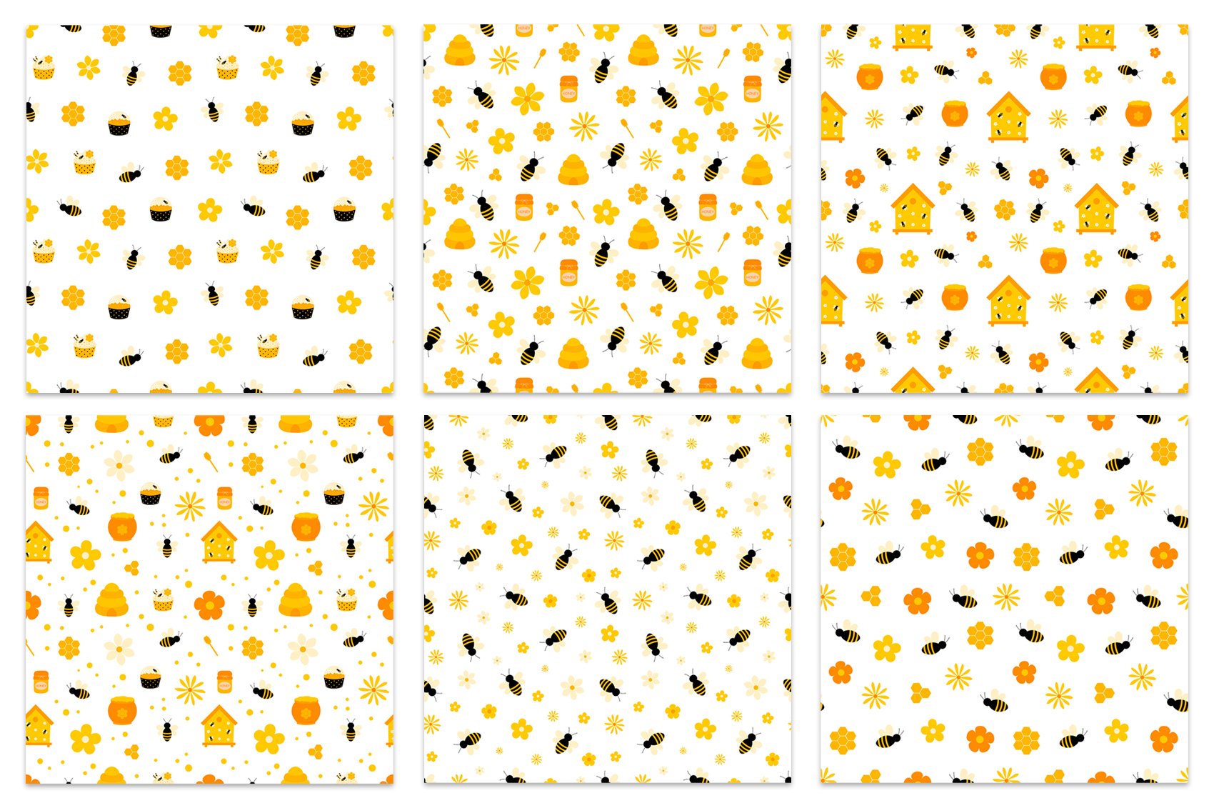 Bees pattern. Honey pattern. Bee SVG preview image.