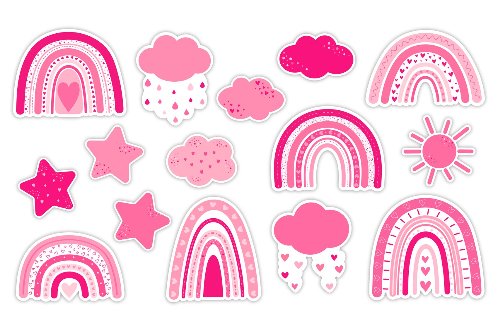 Valentine Rainbow Stickers Printable preview image.