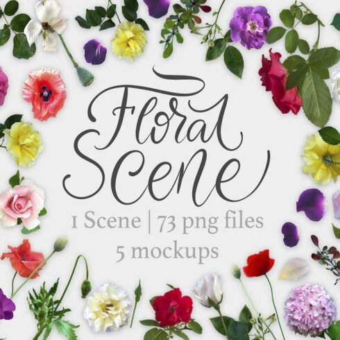 Floral Scene Creator + 5 Mock Ups. cover image.