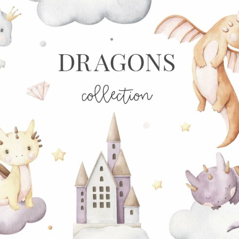 Dragons - watercolor set cover image.