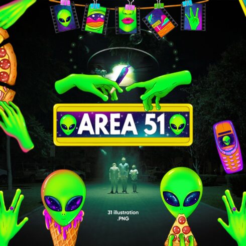 UFO Alien clipart collection cover image.