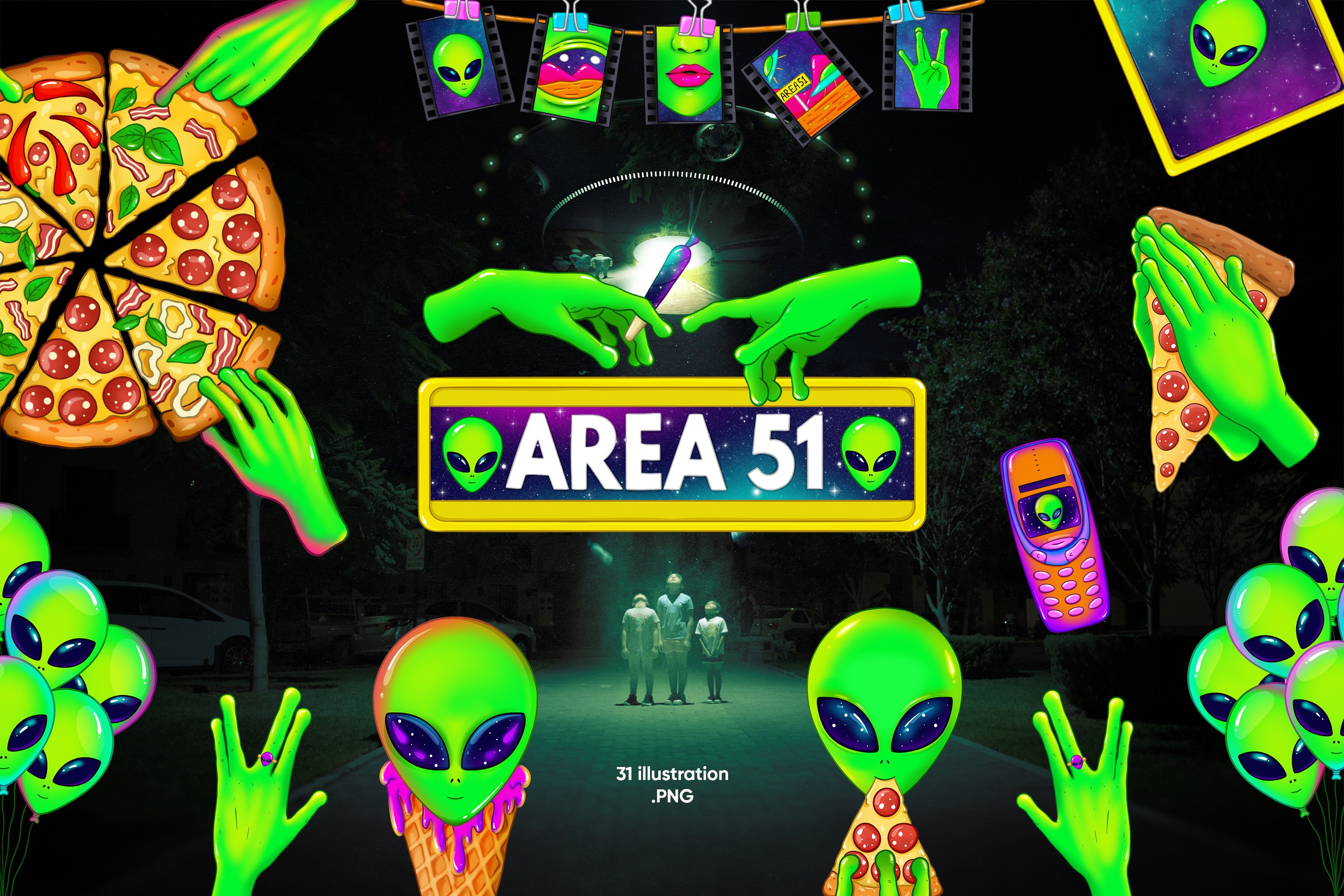 UFO Alien clipart collection cover image.