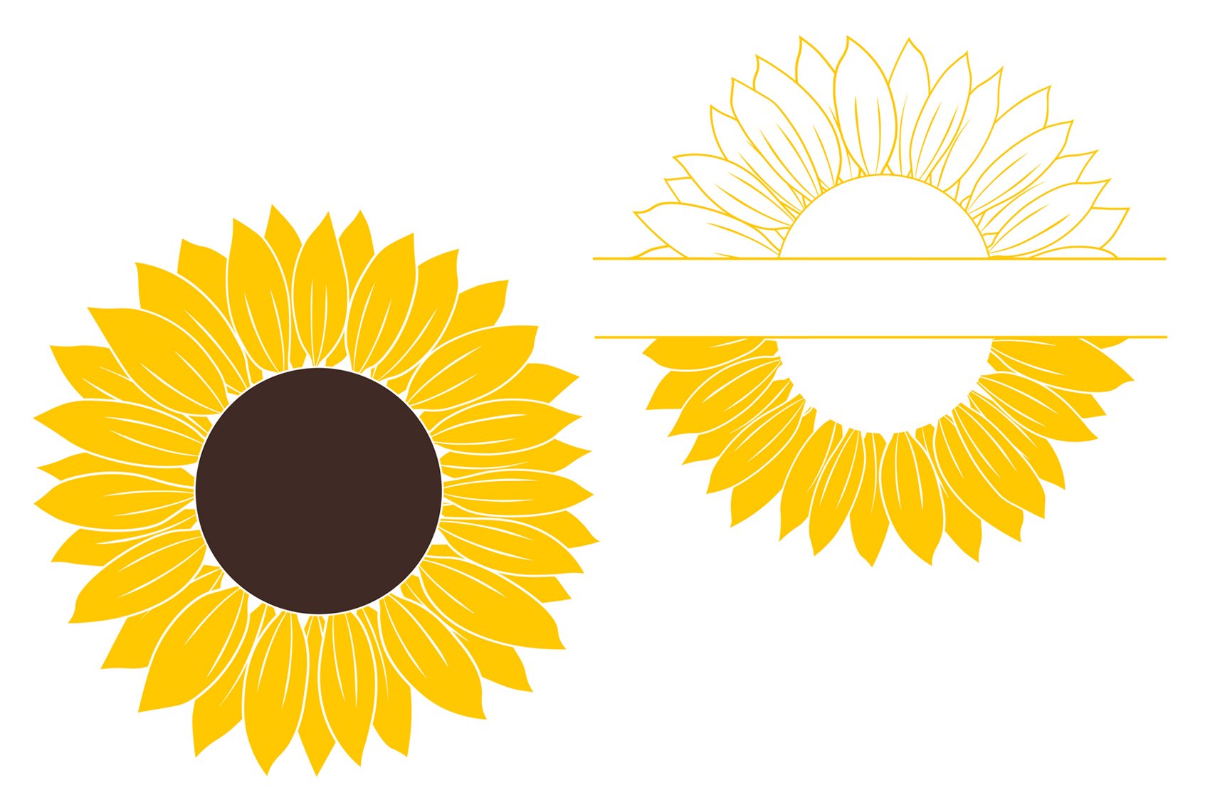 Sunflower monogram. Sunflower SVG preview image.