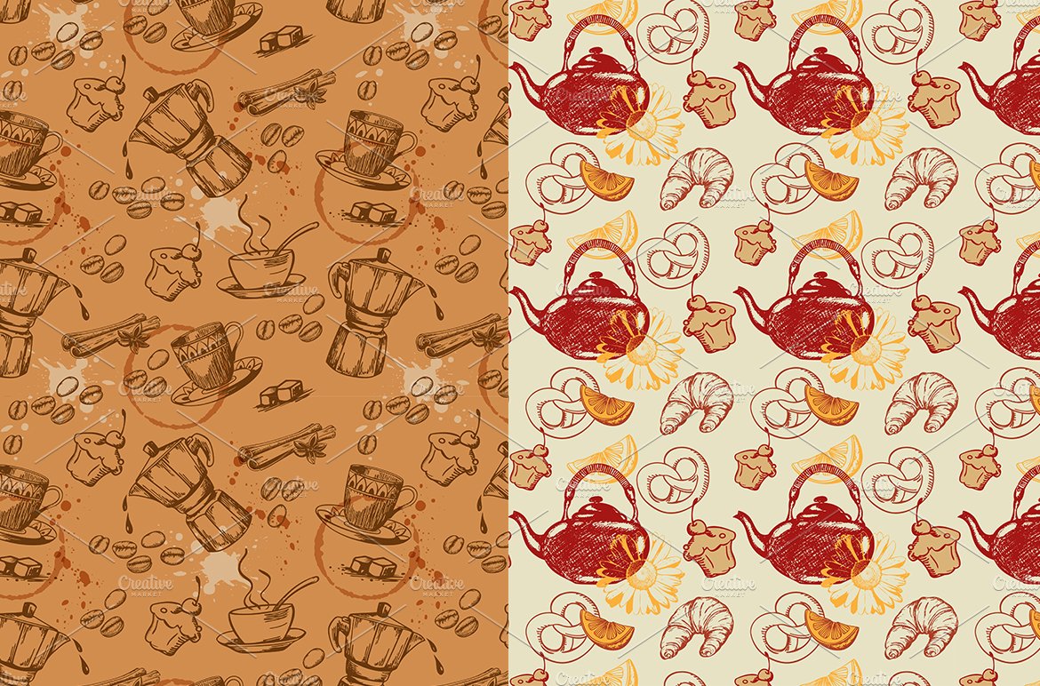 Vintage Coffee Seamless Patterns preview image.