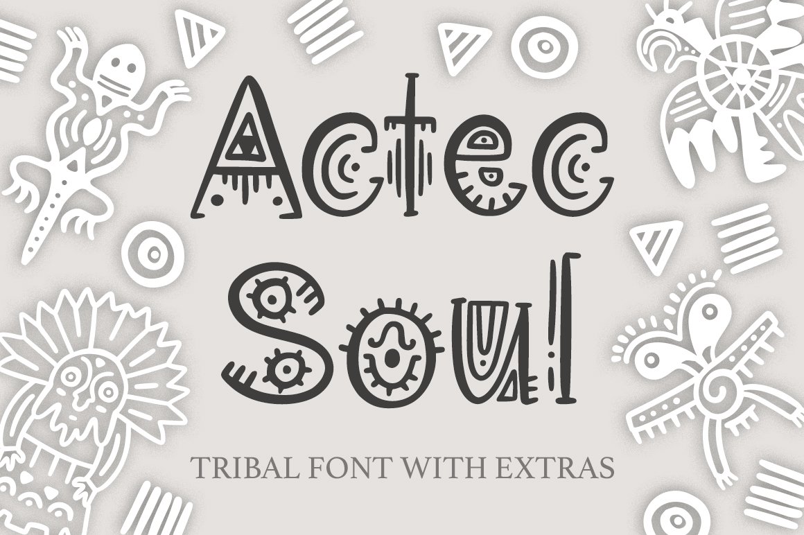 Aztec Soul. Tribal font with extras. cover image.