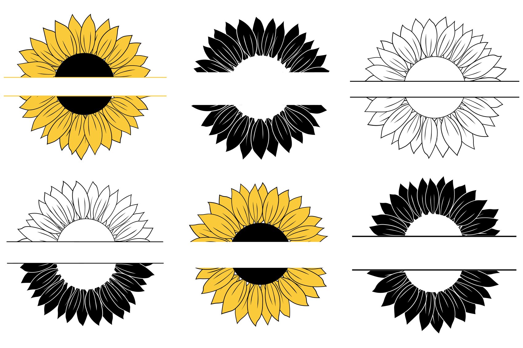 Sunflower graphic.Sunflower monogram preview image.