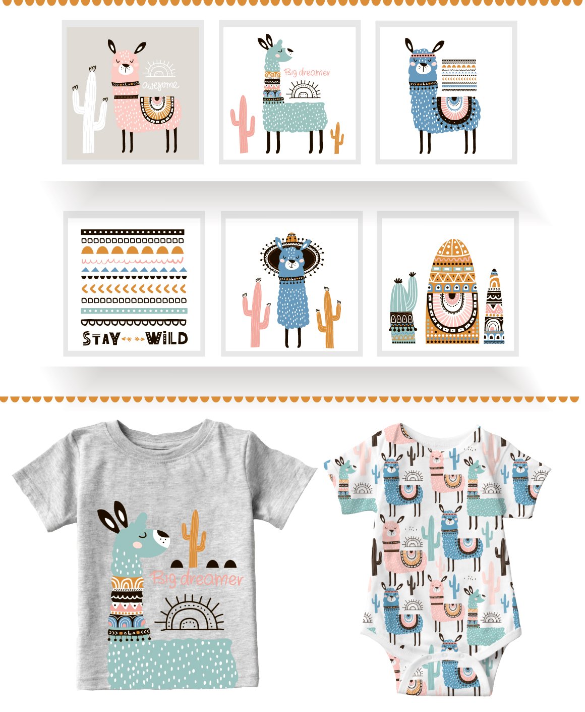 Llama cute tribal collection preview image.