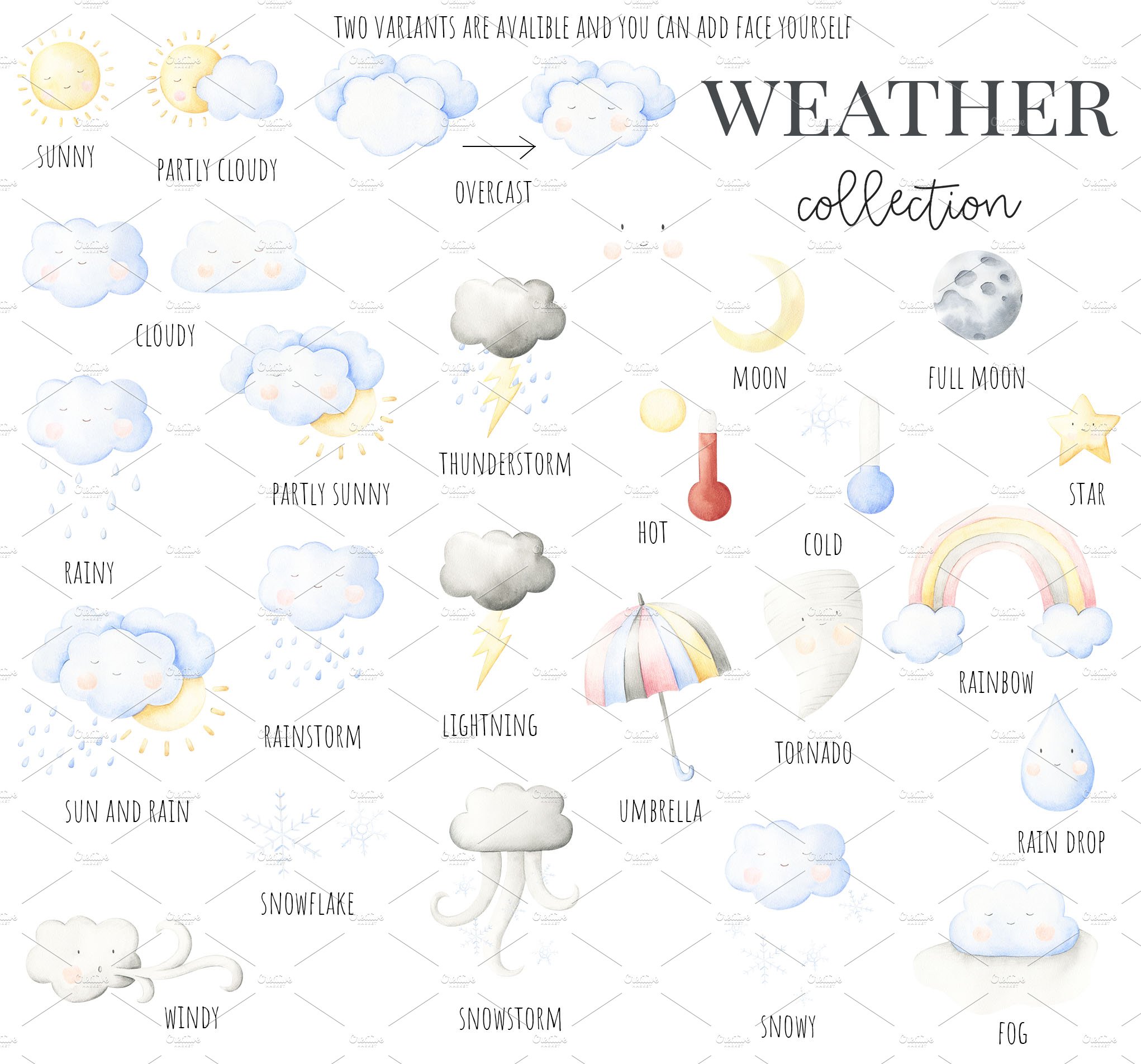Weather watercolor collection preview image.