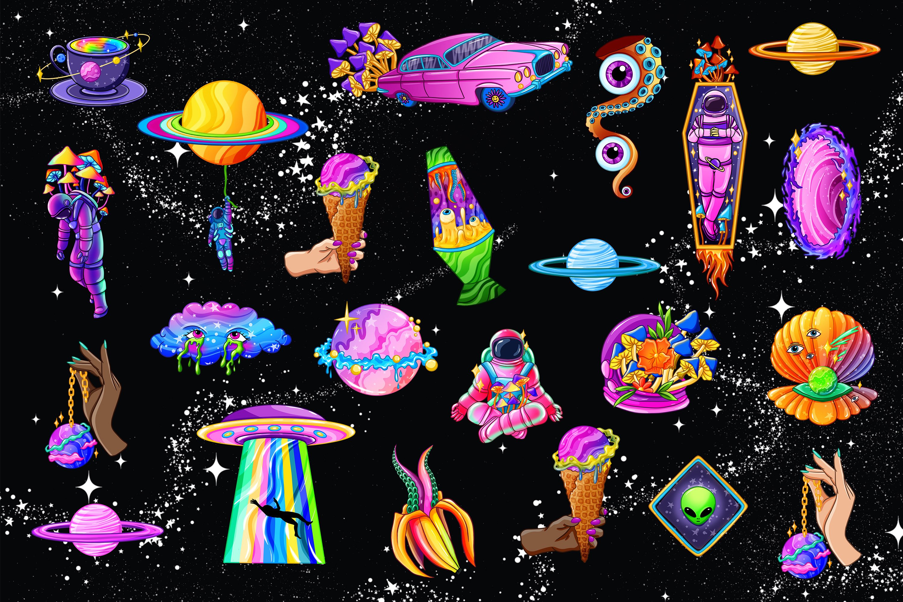Space Trip pastel goth bundle preview image.