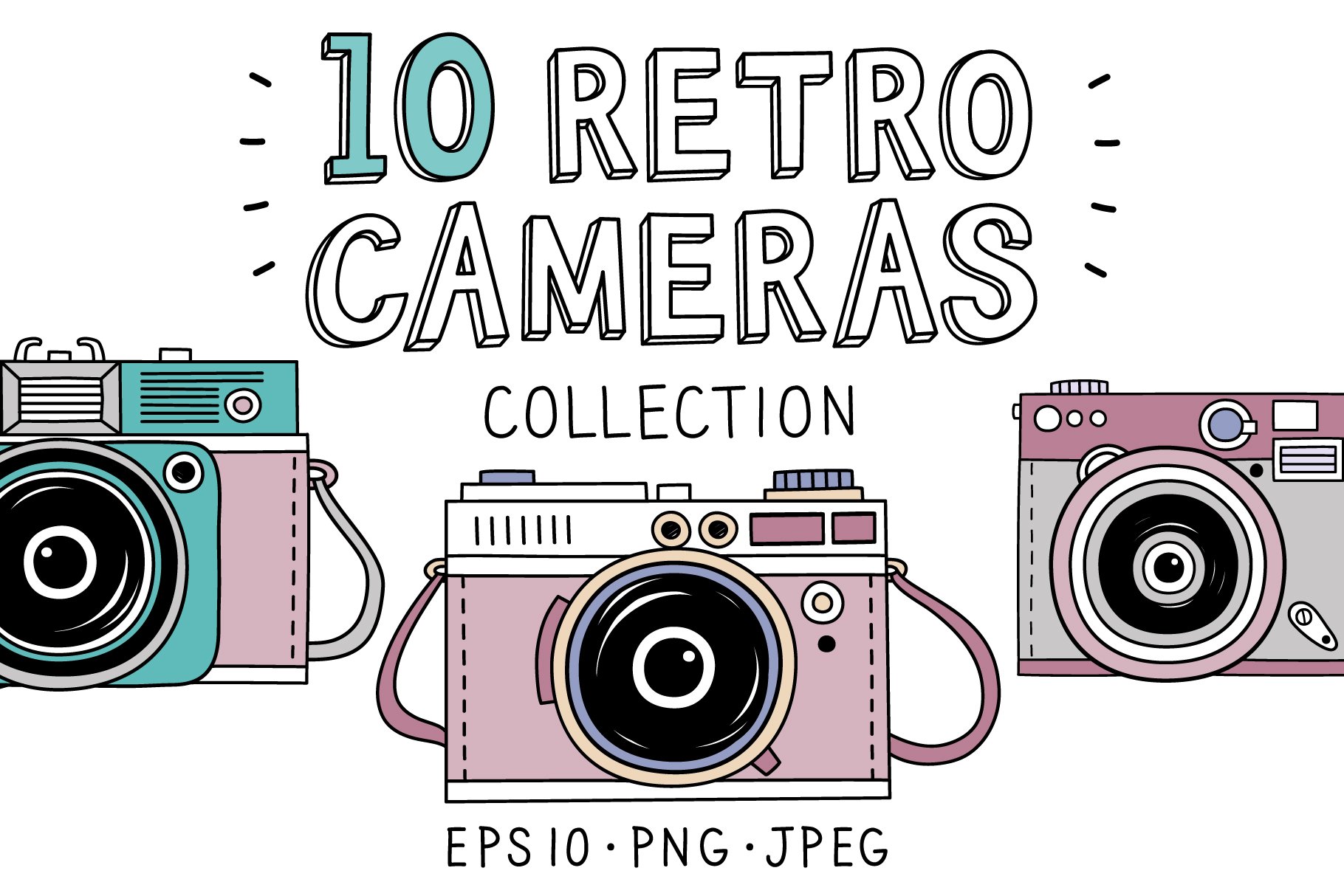 10 Retro photo cameras cover image.